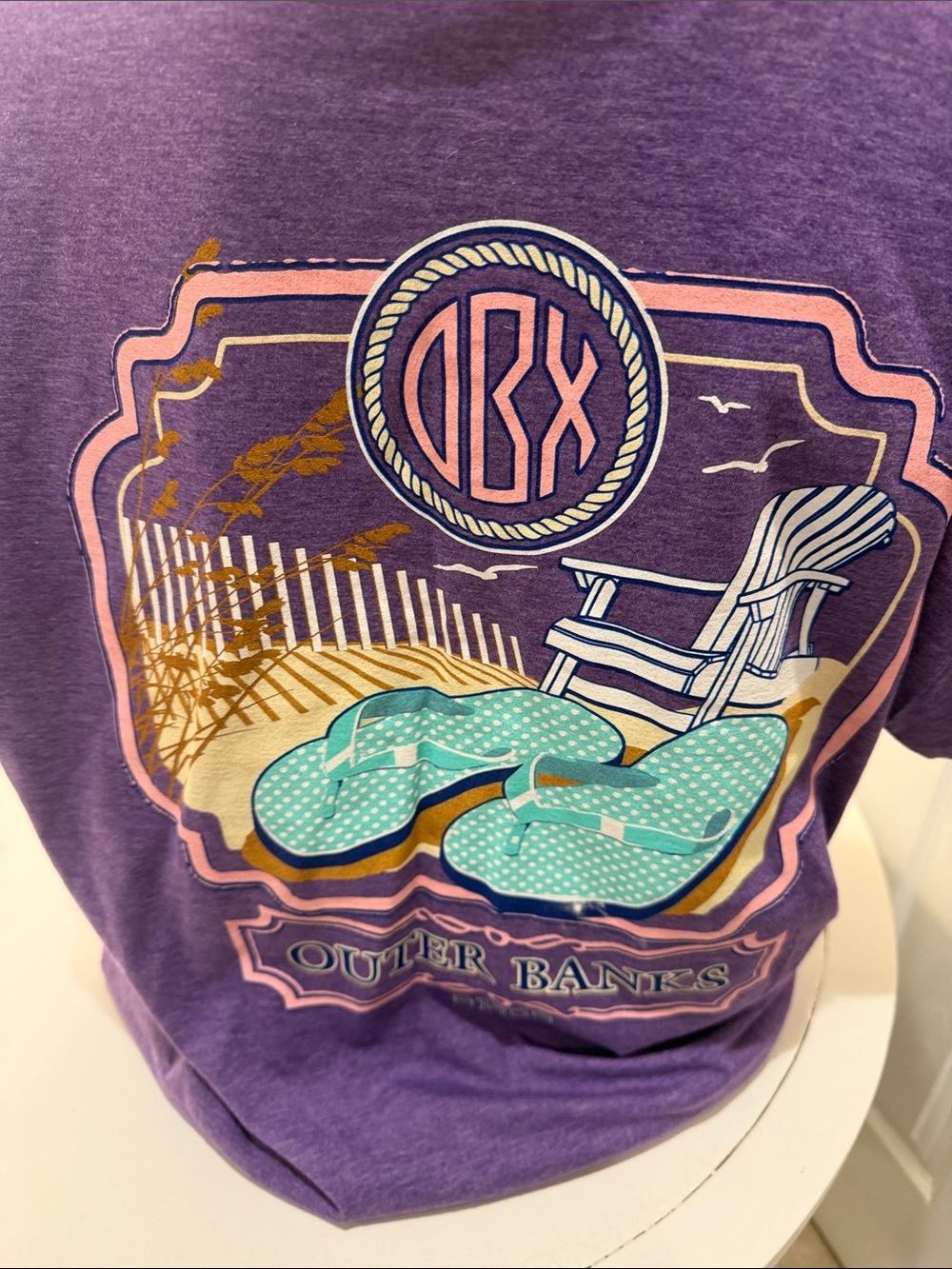 Outer Banks NC Purple Short Sleeve Tee Small Pink Chest Logo size XL women - Picture 5 of 9